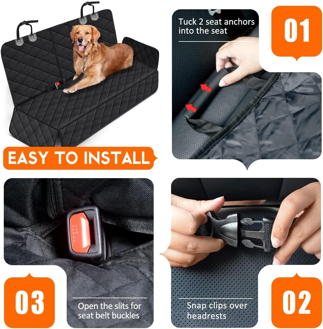 Waterproof Dog Car Seat Cover | Non-Slip Back Seat Protector for Cars, SUVs & Trucks